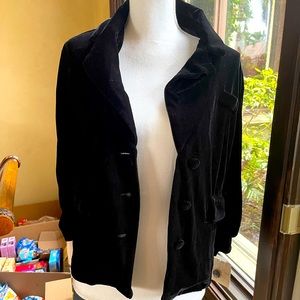 Covington velvet jacket. Rich black jacket with collar and buttons. NWT